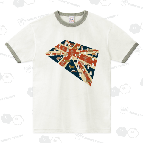 ユニオンジャック絨毯のコーギー柄