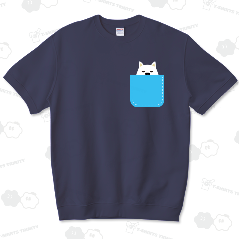 ポケットからのぞく柴犬_白柴