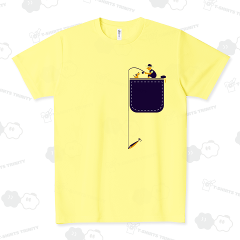 のんびりと釣りを楽しむ_ポケット_濃色 ドライTシャツ(4.4オンス)