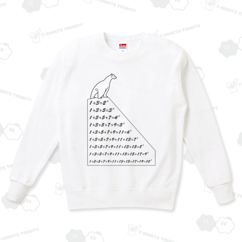 規則的な等差数列からなる氷山の頂に立つシロクマ