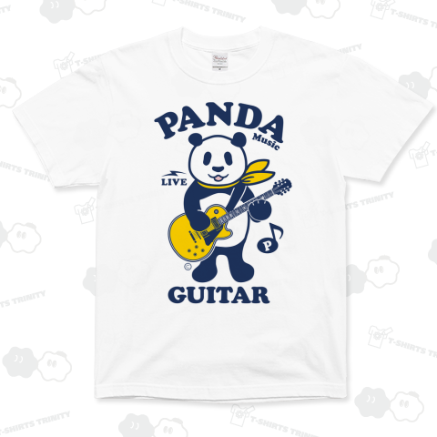 パンダ・ギター・楽器・デザイン・Tシャツ・音楽・動物・グッズ・ギタリスト・GUITAR・Music・楽器演奏パンダ・ギターを弾くパンダ・黄色いギター・かわいいパンダイラスト・絵・オリジナル