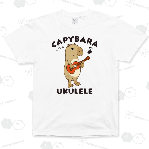 カピバラ・ウクレレ・Tシャツ・CAPYBARA UKULELE・イラスト・デザイン・アイテム・アニマル・音楽・動物・楽器・グッズ・演奏・かわいい・オリジナル(C)