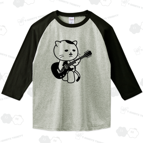 エレキギターとちょび髭オヤジ猫