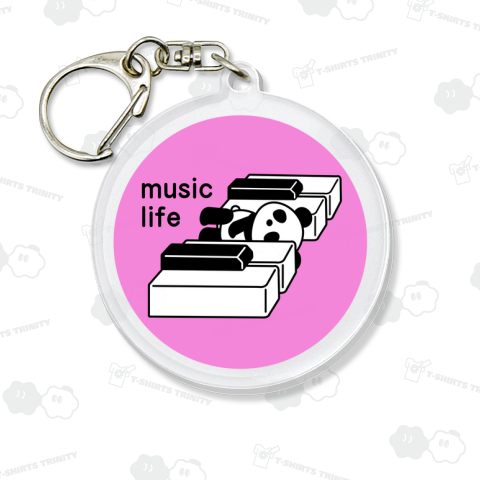 ピアノの鍵盤パンダ(丸ピンク)