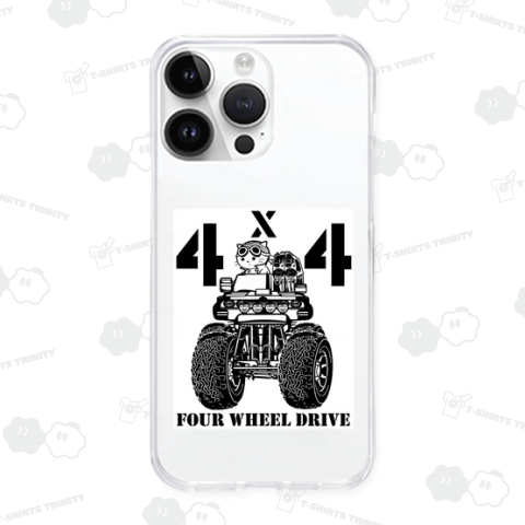 4x4の四輪駆動車に乗る猫