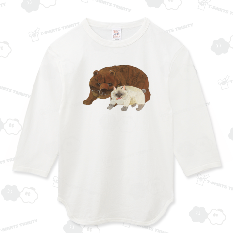 木彫り熊とこねこ ハイグレードベースボールTシャツ(6.2オンス)