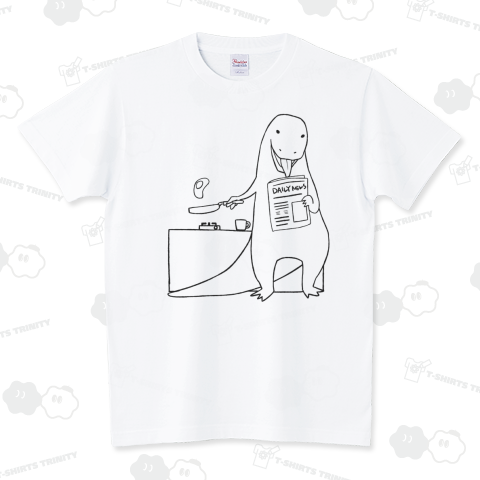 ダイナソー:朝食(黒線) スタンダードTシャツ(5.6オンス)