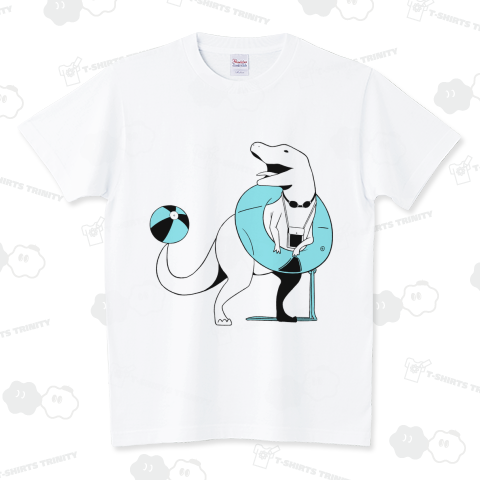 猛暑はプールで乗り切りダイナソー スタンダードTシャツ(5.6オンス)