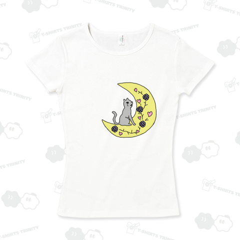 ネコと月と花とハート